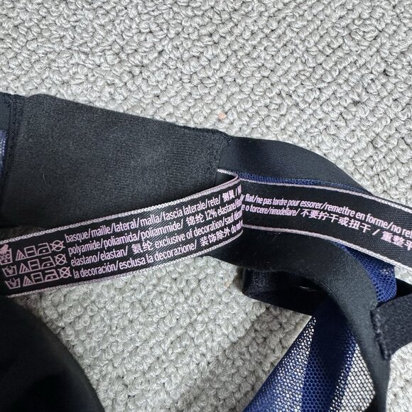 Victoria’s Secret Bra Unlined Demi Black Blue Women’s Size 34D - Picture 9 of 9